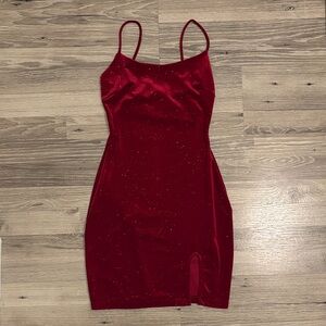 Windsor Sparkle Velvet Slip Dress with Thigh Slit - Size XS.